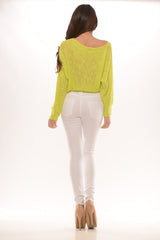Slant-Style Sweater - Neon Yellow