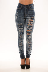 Ripped Vintage Jeans - Dark Blue