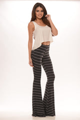 Zig Zag Bell Bottom Pants - Black