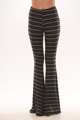 Zig Zag Bell Bottom Pants - Black