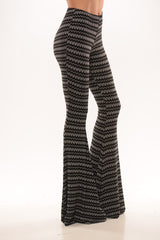 Zig Zag Bell Bottom Pants - Black