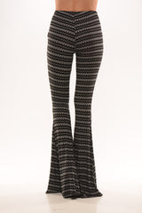 Zig Zag Bell Bottom Pants - Black
