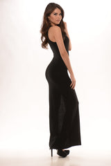 Slit my side dress- Black