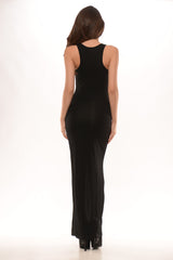 Slit my side dress- Black