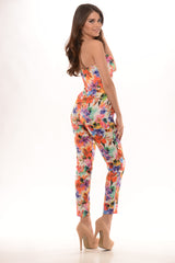 Luaou Floral Strapless Romper - Multi