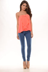 Ribbon My Tube Top - Neon Salmon