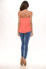 Ribbon My Tube Top - Neon Salmon