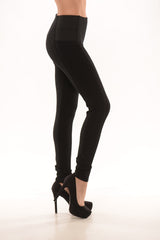 High Rise Pants W/ Elastic Waist - Black