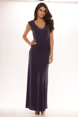 Egg Plant Rib Knit V-Neck Maxi Dress