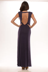 Egg Plant Rib Knit V-Neck Maxi Dress