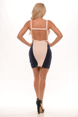 Color Block Cocktail Dress - Blush/Navy