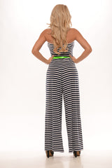 Wide Leg Jumpsuit - Midnight Navy/White