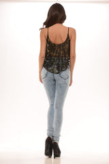 Floral Gold Lace Top - Black