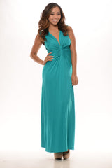 Cap Sleeve Rouched Mid Maxi Dress - Ocean Blue