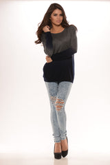 Two-Tone Boyfriend Sweater