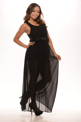 Crochet Me Maxi Dress - Black
