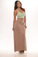 High Waist Maxi Skirt - Taupe