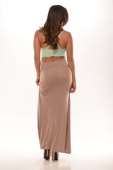 High Waist Maxi Skirt - Taupe