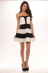 Color Block Skater Dress - Black/White