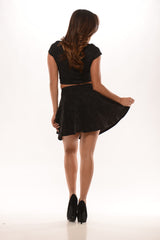 Embossed Crop Top - Black