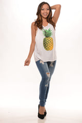 Pineapple Print Muscle Tank Top