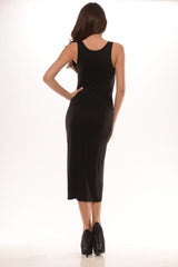 Maxi Dress with Slit - Black
