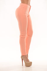 High Waisted Pants - Peach