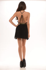 Double Strapped O-Back Dress - Black