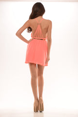 Double Strapped O-Back Dress - Hot Salmon