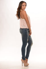 Daisy Flower Trim Crop Top - Blush