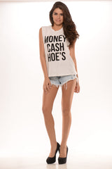 Money Cash Hoes Tank Top - White
