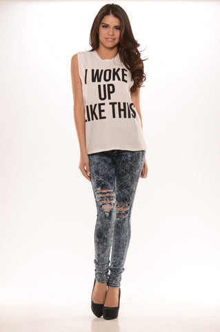 I Woke Up Like This Tank Top - White