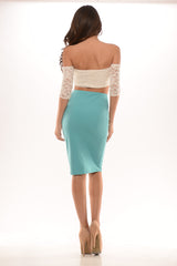 High Waisted Pencil Skirt - Jade