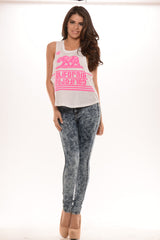 Cali Bear Tank - White/Pink