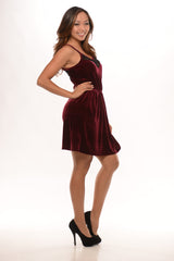 Velvet Lace Dress - Wine