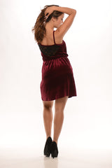 Velvet Lace Dress - Wine