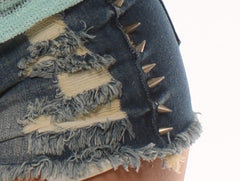 Spiked Detail Shorts - Dark Blue