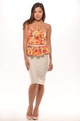 Floral Print Peplum Top