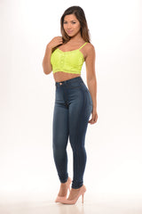 Lace Bralette W/  Buttons Detail - Lime