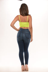 Lace Bralette W/  Buttons Detail - Lime