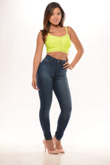 Lace Bralette W/  Buttons Detail - Lime