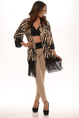 Zebra Fringe Kimono