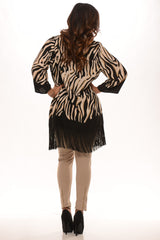 Zebra Fringe Kimono