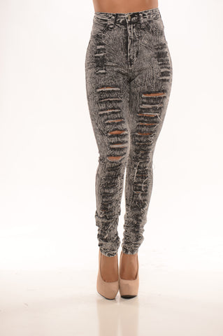 High Waisted Distressed - Grey