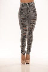 High Waisted Distressed - Grey
