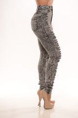 High Waisted Distressed - Grey