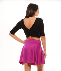 Cross Back Crop Top - Black