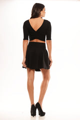 Cross Back Crop Top - Black