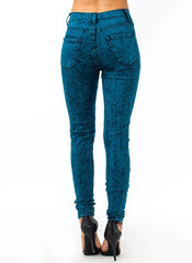 Teal High Waisted Destroyed Jeans