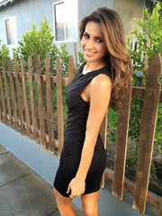 Leaflet Pintucked Dress - Black